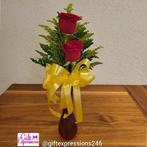 2 Roses in a Bud Vase - Gift Expressions   