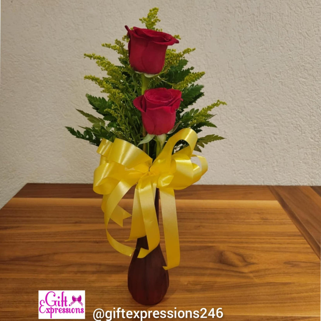 2 Roses in a Bud Vase - Gift Expressions   