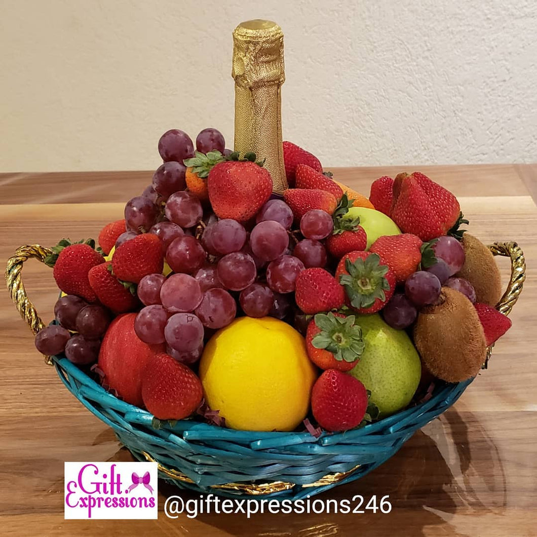 Charming Fruit & Non-Alcoholic Wine Basket - Gift Expressions   